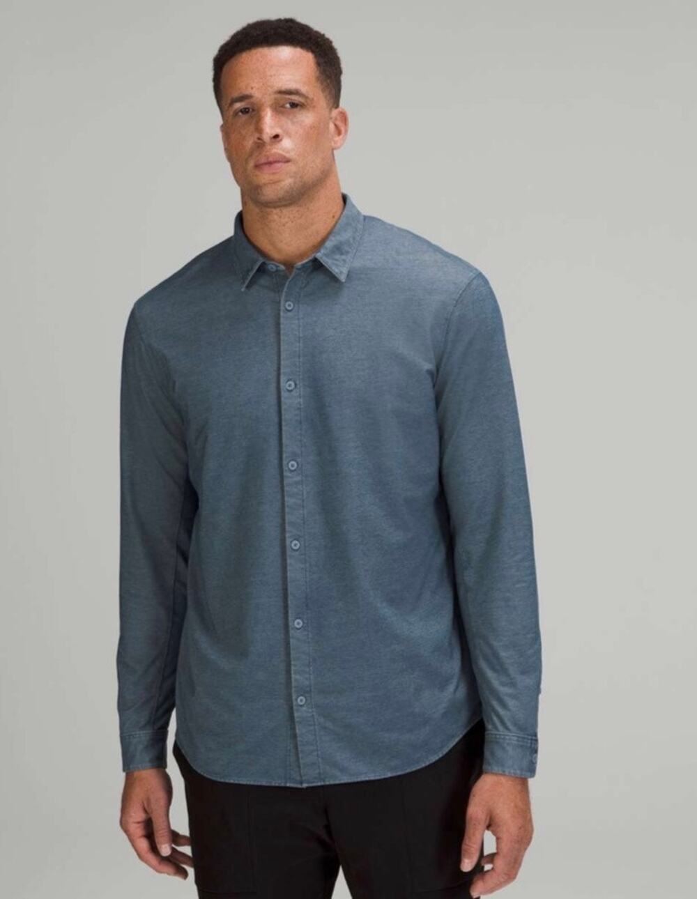 Lululemon Commission Long Sleeve Shirt River Blue Enzyme Dye Men's L
